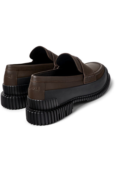 CAMPER Women's Brown-Black Color Block Genuine Leather Flats with Soft Soles and Light Heels Pix