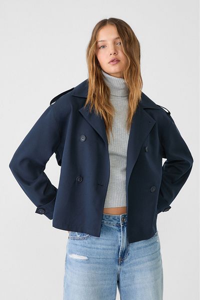 Stradivarius Short trench coat with belt