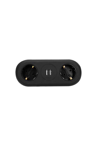 Orno Or-ae-13133(GS)/b Furniture Socket With Mounting Bracket, 2 Schuko Sockets, 2 X Usb