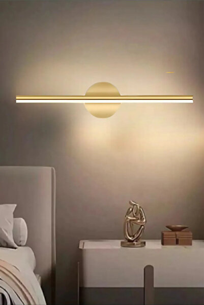 Siyempi Yapışkanlı 9V Pilli LED Gold Gün Işığı Duvar Aplik 34 cm Tablo Ayna Üstü Dekoratif Aydınlatma