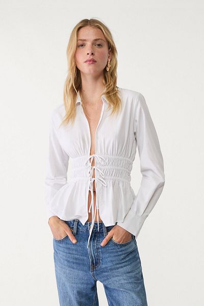 Stradivarius Poplin shirt with ties