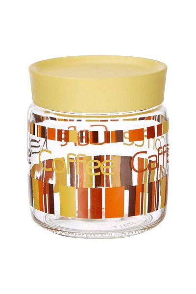 PUFO Yellow Coffee glass container with lid, for coffee, tea, spices, 750 ml