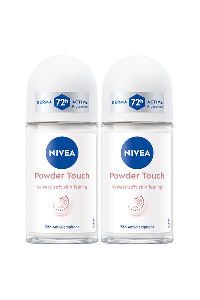NIVEA Powder Touch, Antiperspirant for Women, Roll-on 50ml, Pack of 2