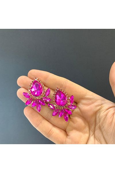 BEYOĞLU NİŞANTAŞI Evening Dress Stoned Wedding Engagement Henna Earrings