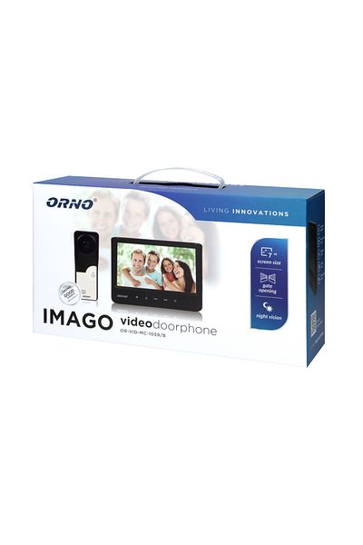 Orno Slim video intercom, 7'' color LCD, for 1 family, Black