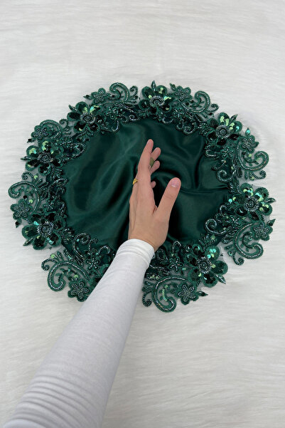 ZEYMERADE منديل العريس والزفاف باللون الأخضر، مطرز بالترتر والخرز، حفل زفاف ه...