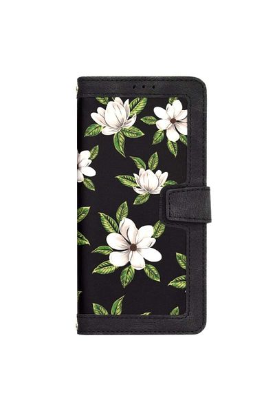 SKYDDAR INNOVATION Husă pentru Honor 400 Lite, portofel floral, din piele ecologică, protecție 360°, neagră, set de stickere