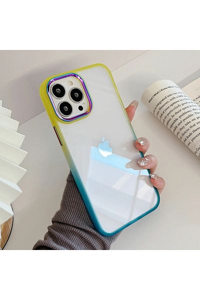 Generic Clear Soft Case Compatible with iPhone 14 Pro with Gradient Color Contrast Edge Style