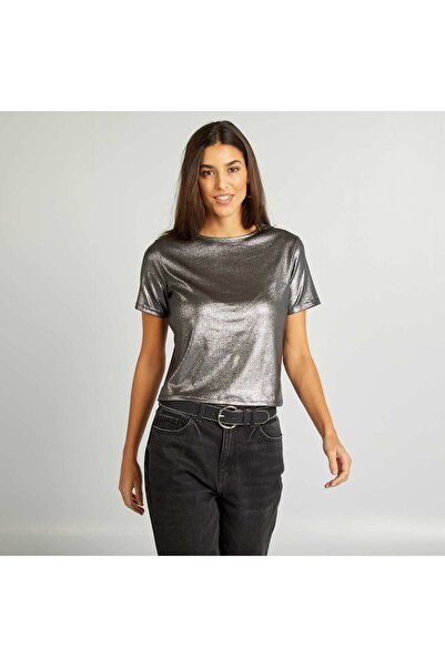 KIABI Short-sleeved metallic T-shirt GREY