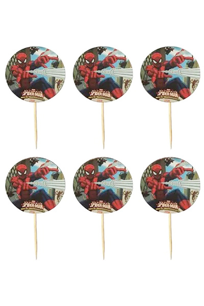SPIDERMAN 20 Pieces Spiderman Themed Cake Top Toothpicks