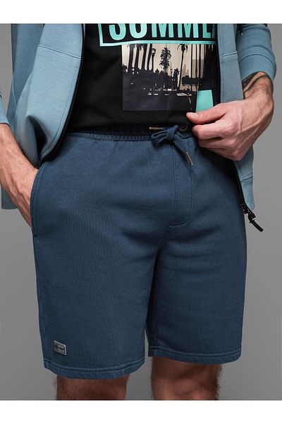 OMBRE Herren RELAXED FIT kurze Sweatshorts im Athleisure-Stil - Marineblau V4 OM-SRWS-0122 L