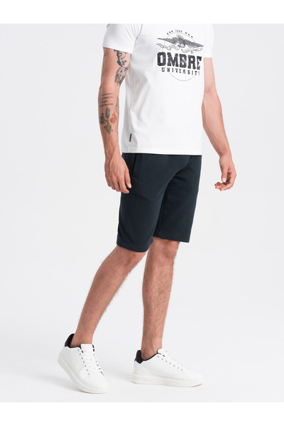 OMBRE Herren BASIC Baumwoll-Sweatshorts - schwarz V9 OM-SRBS-0149 M