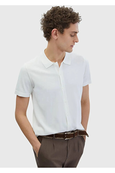 Ramsey Ekru Polo Yaka Düz Örgü Hırka