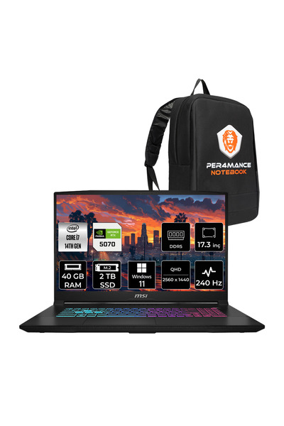 MSI Katana 17 HX i7-14650HX 40GB 2TB SSD RTX5070/8GB 17.3'' 2K QHD 240Hz W11H...