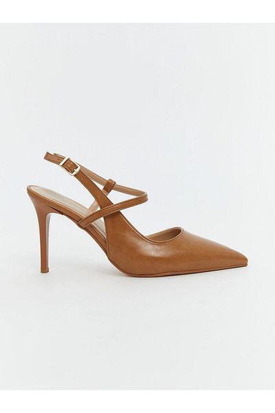 LC Waikiki Koor Beige Leather Look Pointed Toe Women's Heeled Shoes