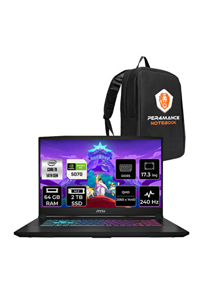 MSI Katana 17 HX i9-14900HX 64GB 2TB SSD RTX5070/8GB 17.3'' 2K QHD 240Hz FDOS...