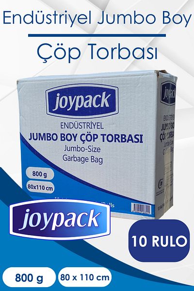 Joypack Industrial Jumbo Garbage Bag Roll Head 10 Pieces, 10 Rolls - 800Gr 80X110 cm 90 Lt