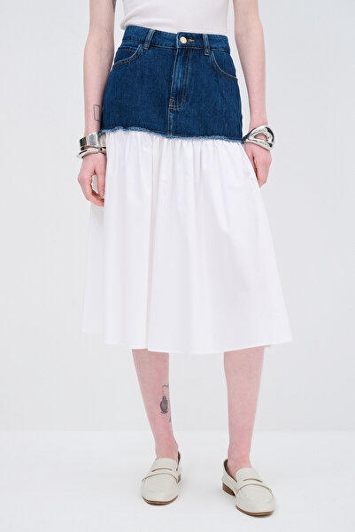 adL Denim Poplin Garnili Etek