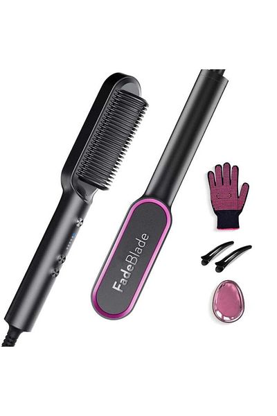 FadeBlade Perie de îndreptat părul Glide & Glow 2 în 1, neagră