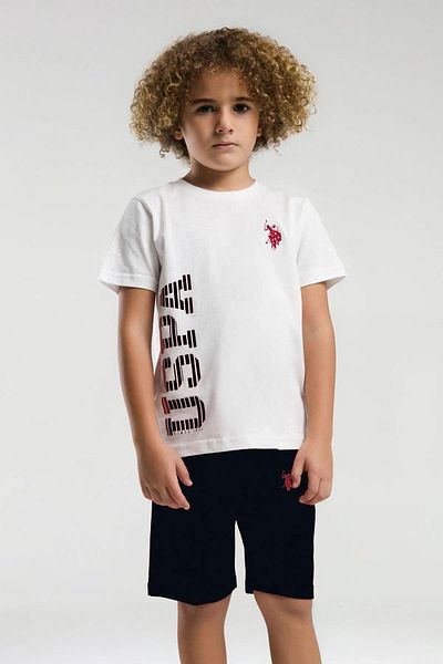U.S. Polo Assn. 2019 Costum de pijama cu mânecă scurtă pentru băiat cu logo și pantaloni scurți