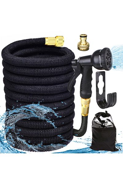 WTO WTO® Expandable Hose Set with Gun, anti-twist, copper connector and storage bag, 5-15 m