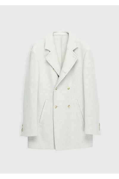Ramsey Ecru Woven Double Breasted Coat