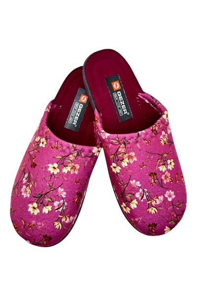 GEZER Women's Slippers, Pink With Floral Print, Size 39, 24 Centimeters, Comfortable And Warm
