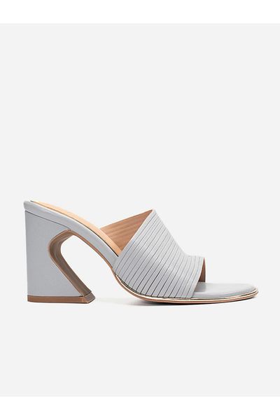 Heel Your Sole By Styli Striped Leather Block Heel Sandals