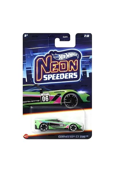 HOT WHEELS Diecast Car, Neon Speeders, Corvette C7 Z06, 1:64, Green
