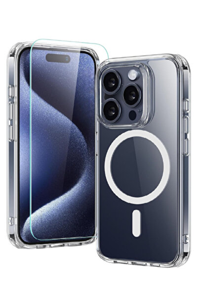 Evax 1M1C iPhone 15 Pro Uyumlu 1 Magsafe Kılıf & 1 Temperli 9H Cam Ekran Koru...