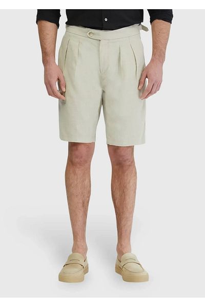Ramsey Sand Plain Woven Casual 100% λινό βερμούδα