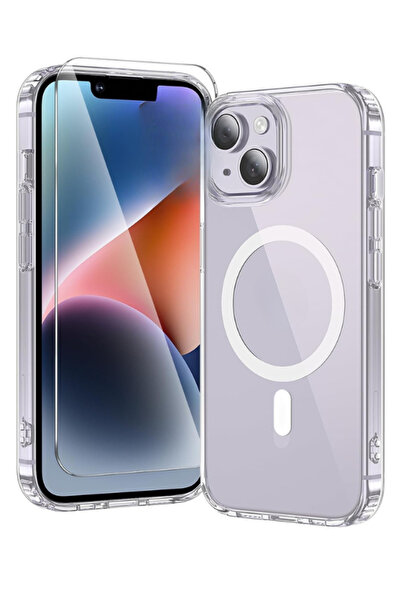 Evax 1M1C iPhone 14 Uyumlu 1 Magsafe Kılıf & 1 Temperli 9H Cam Ekran Koruyucu