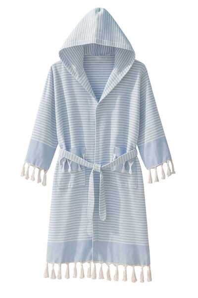 ALPACO رداء حمام للشاطئ بقلنسوة للجنسين مصنوع من القطن بنسبة 100% باللون الأزرق ماريلينا