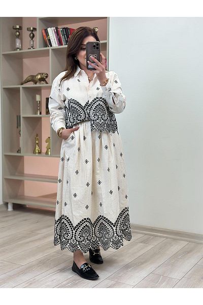 MELTEM TUĞAN Ethnic Pattern Embroidered Skirt Stone