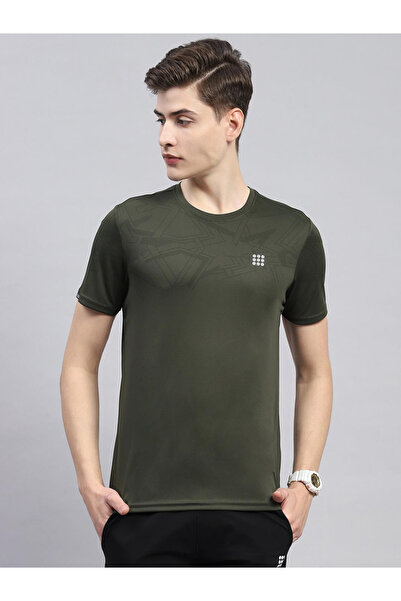 Rock.it By Styli Men Olive Solid Round Neck Short Sleeves T-Shirt