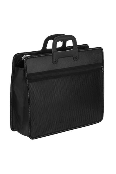 OEM Servietă tip port-documente, neagră, 39x3x32cm, 5 compartimente cu mânere scurte