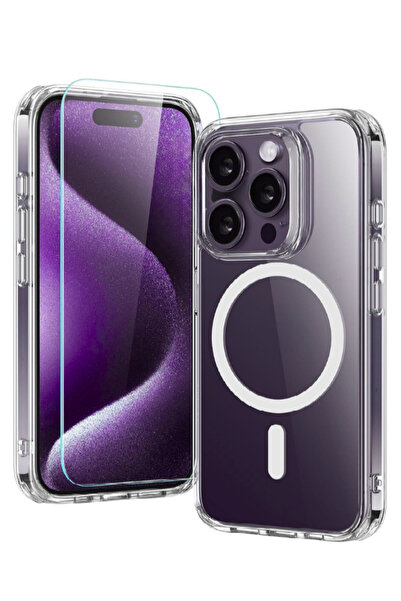 Evax 1M1C iPhone 14 Pro Uyumlu 1 Magsafe Kılıf & 1 Temperli 9H Cam Ekran Koru...