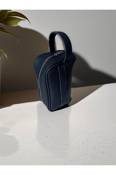 Valiberta Double Handle Leather Look Men's Handbag - Navy Blue