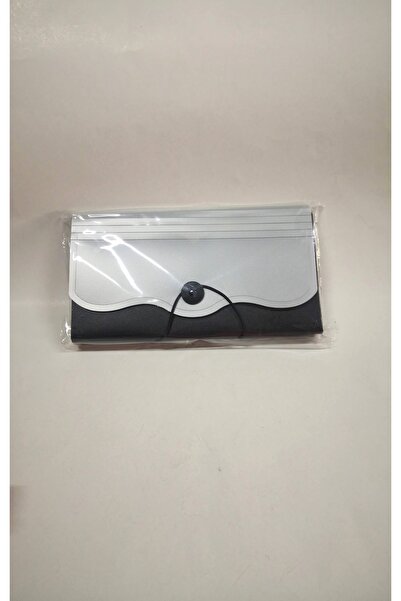 Linea Körüklü Çek Senet Portföyü Klasör Evrak Dosyası 12 Bölmeli 14cmx26cm Gri Siyah