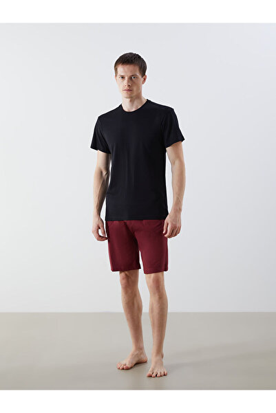 LC Waikiki Burgundy slim fit men's pajama bottom shorts from gulis store