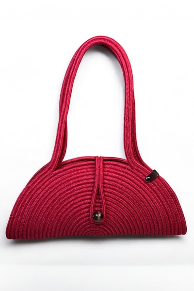 MaVaux Sore Wicker Look Natural Wooden Beaded Shoulder Bag