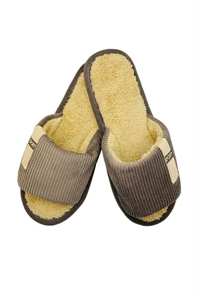 TECOS Men's cutout slippers, TECOS, size 42-43, gray, warm, 28 centimeters