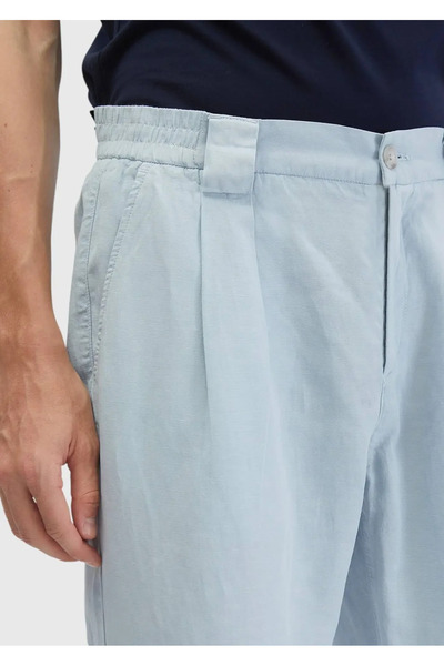 Ramsey Light Blue Plain Woven Jogging Fit Casual Cotton Blend Pants