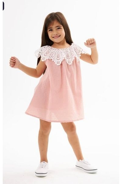 Kitimmini Girl's Summer Dress with a Festoon Collar
