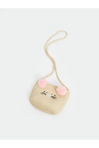 LC Waikiki New Season Girl's Straw Shoulder Bag with Cat Figure - S5Gc43Z4