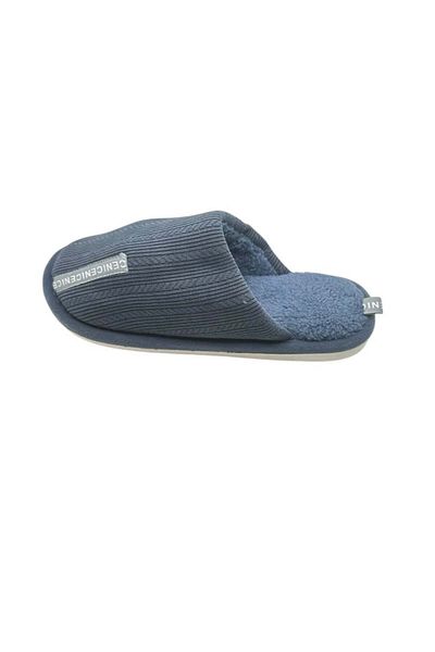 TECOS Papuci imblaniti de casa pentru barbati, Tecos®, marime 40-41, albastru, talpa comoda, 27 cm