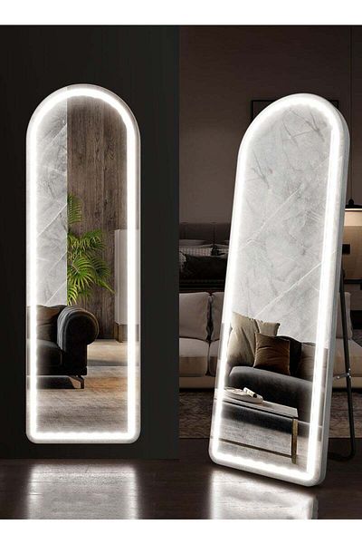 Taimi Curved Mirror with 3 Levels of LED Touch Lighting and Curved Aluminum Frame in White150x50cm