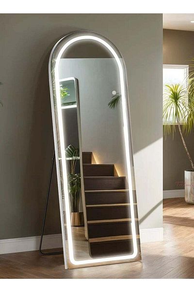 Taimi Curved Mirror with 3 Levels of LED Touch Lighting and Curved Aluminum Frame in White150x50cm