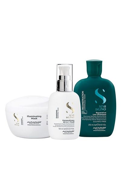 Alfaparf Milano Alfaparf Semi Di Lino Reconstruction Set: Shampoo 250ml, Shine Mask 200ml, Shine Fluid 125ml