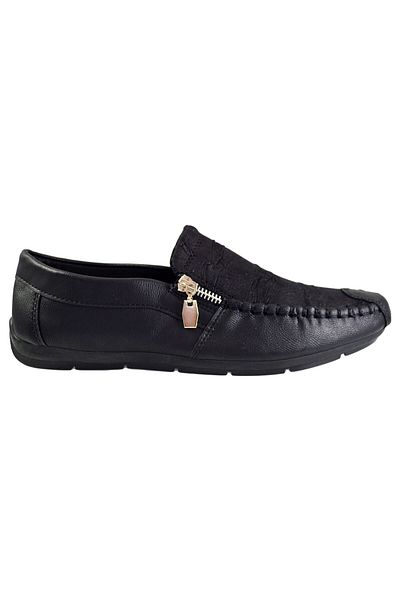 THEICONIC Men's loafers, black, ribbed pattern and zipper - Corner